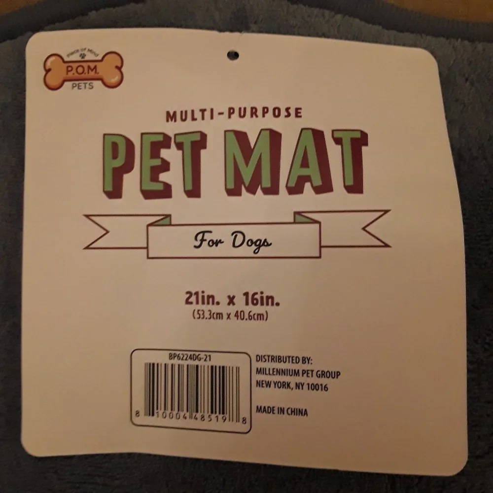 Piece of Mind P.O.M. Pets Multipurpose Pet Mat for Dogs Blue Color 21 x 16 In.